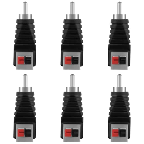 AXFEE 6 PCS RCA Vers Haut-parleur Adaptateur, Fiche Sans Soudure Haut-parleur Phono, RCA Mâle Vers AV Ressort Presse pourAudio Et Vidéo Subwoofer CCTV