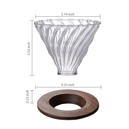 Image of Supvox Glass Coffee Dripper with Spiral Ridges High Borosilicate Pour-Over Set Bamboo Stand, Easy-Grip Handle Premium Coffee Accessories Set 2PCS Gift for Coffee Lovers