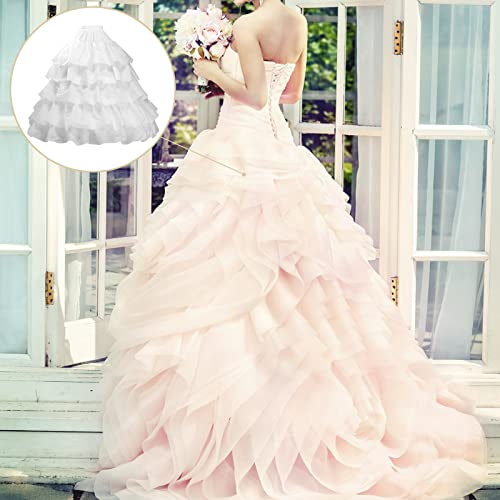 Meilimiyu Full Shape Hoop Skirt 5 Ruffles Layers Ball Gown Petticoat Underskirt Slip For Wedding Dress Adjustable Waist #TOP5