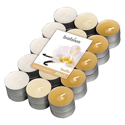 Bolsius Multicolor Tealight Profumate - Fragranza Vaniglia - Set di 30 Pezzi - 3 Colori - Lunga Durata di 4 Ore - Candele Decorative - Cera - Senza Fumo