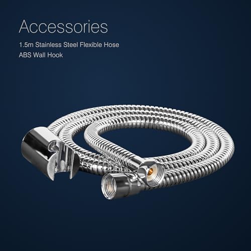 Image of Hindware Italian Collection F160205CP 3-Flow Hand Shower for Bathroom | Made of ABS | Rain, Mist & Rain + Mist Modes | Water Saving Feature | Comes with 1.5m Hose Pipe & Wall Hook