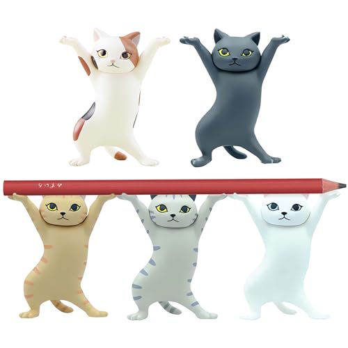 ATHAND Cute Gifts Desk Decor Funny Office Decor Cute Pen Holder Funny Office Desk Kawaii Dancing Cat (5 Cats Set)