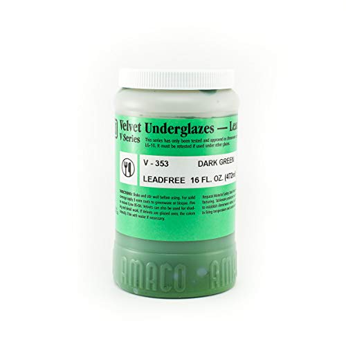 AMACO Velvet Lead-Free Non-Toxic Semi-Translucent Underglaze, 1 pt Jar, Dark Green V-353 by