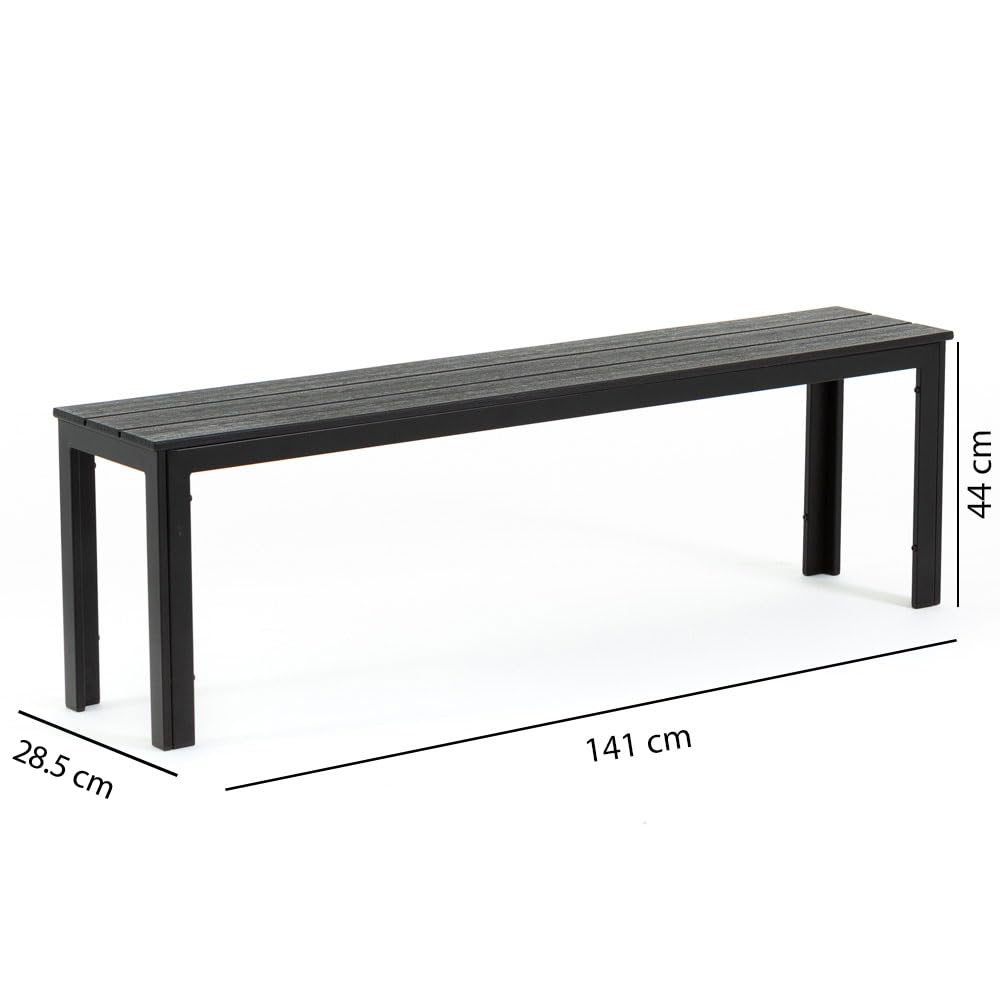 Panca da giardino 2 posti in acciaio 141x28,5x43 cm – Fiona XL (Antracite)
