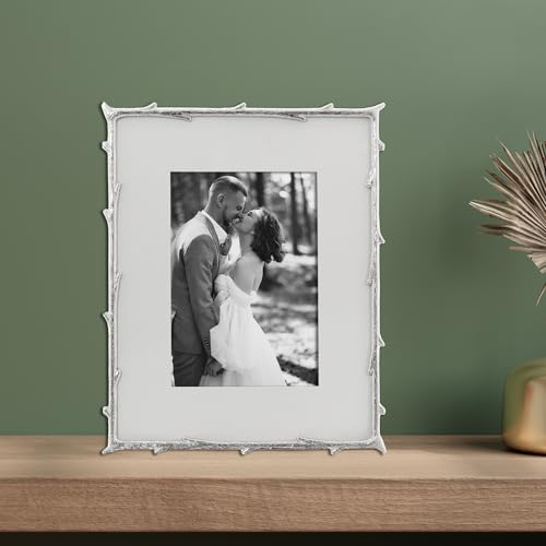 Image of Lawrence Frames Metal Frame, Branch Design, Silver, 8x10, Matted 5x7
