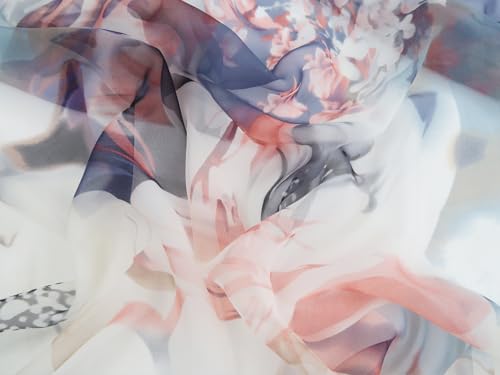 Image of Scarf Stole for Women - 185 x 135 cm Chiffon Scarf with Floral Print | Lightweight Scarf, Soft Stole for Women | Satin Feel Neck Scarf | Women Accessory