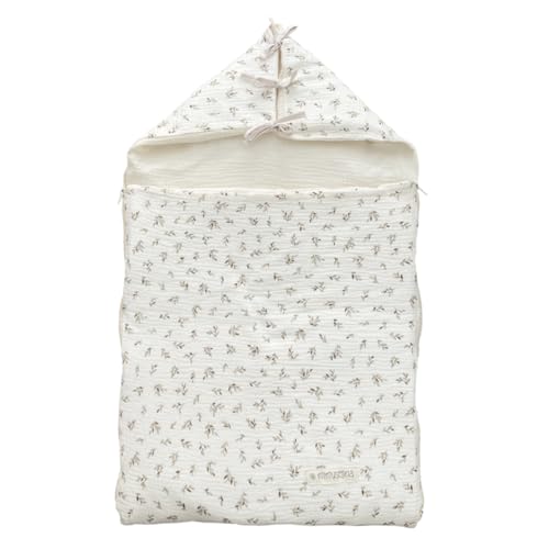MIMUSELINA Saco de Dormir Bebe Four Seasons | Saco Dormir Bebe Invierno y Verano | Saco Convertible con Relleno Removible | 100% Algodon | para Bebes 0-24 Meses | Fabricado en España | Ecru