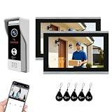 Video Doorbell WiFi Camera Wired Video Doorbell Intercom System 1080P Doorbell Camera Night Vision Human Detection 148° Wide Angle ID Unlock (1 Doorbell + 2 Monitor)