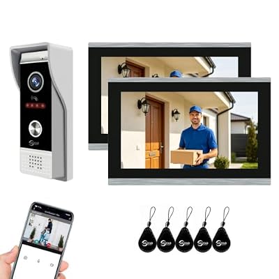 Video Doorbell WiFi Camera Wired Video Doorbell Intercom System 1080P Doorbell Camera Night Vision Human Detection 148° Wide Angle ID Unlock (1 Doorbell + 2 Monitor)