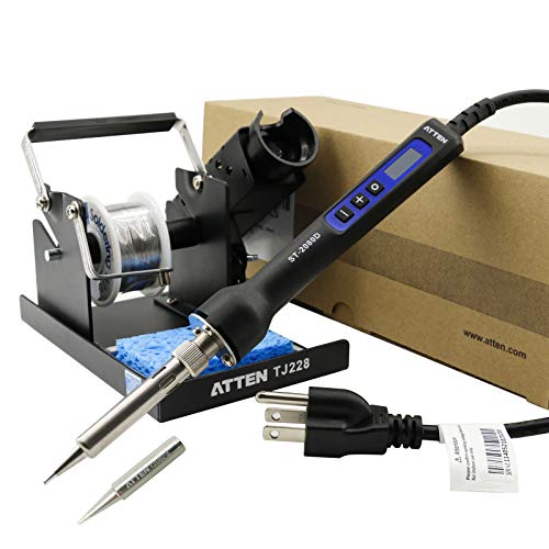 Soldering Iron Kit, ATTEN 80W 482°F-896°F Digital Accurate Adjustable Temperature Soldering Iron, Auto-Sleep Setting, Soldering Station with Solder Reel and Integrated Stand,1 Solder Tips, Solder Wire