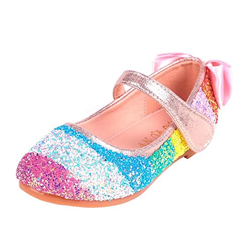 TN TANGNEST Sequined Bowknot Girls Princess Shoes Dress Shoes Wedding Party Flats Cosplay Mary Jane Shoes