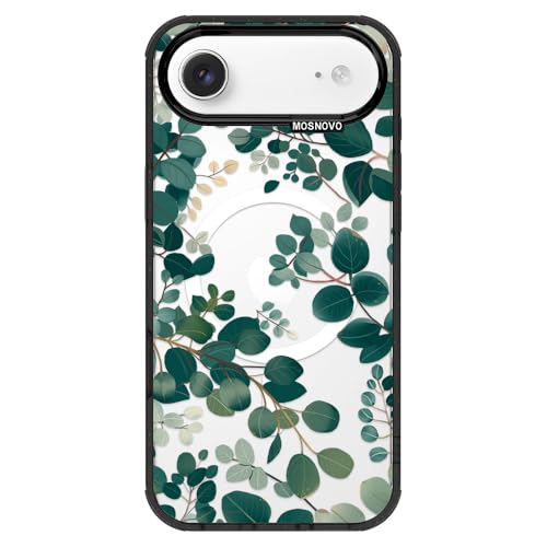 Coque iPhone Air MOSNOVO transparente noire antichoc compatible MagSafe design eucalyptus
