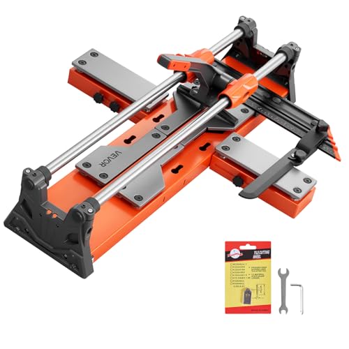 VEVOR 24-Inch Manual Tile Cutter Upgraded Sliding Head Cutting Tool with Spring-Loaded Base Angle Fence Tungsten Carbide Cutting Wheel Alignment Guide for DIY Pros Ceramic Floor Wall Tiles