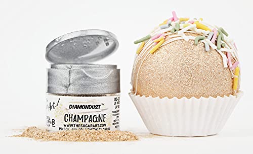 Champagne Edible Glitter for Drinks, Cocktails, Cake Decorating, Strawberries, Chocolates & More | No Taste | 4g | 100% Food-Safe | Kosher, Vegan, Gluten & Nut Free | DiamonDust by The Sugar Art