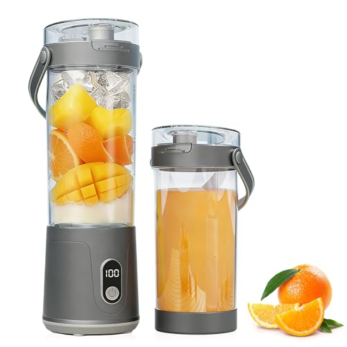 Mixeur portable, 600ml Blender portable, Mini Mixeur, Rechargeable par USB, Mini-Blender avec 12 Lames en Acier Inoxydable, Blender Smoothie pour la...