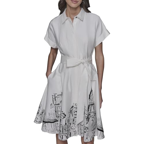 KARL LAGERFELD Women's Roll Short Sleeve Cotton Shirtdress