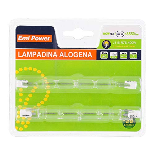 2 X EMI Power bombilla halógena 118 mm R7s, 230 V, 400 W, 8550 LM