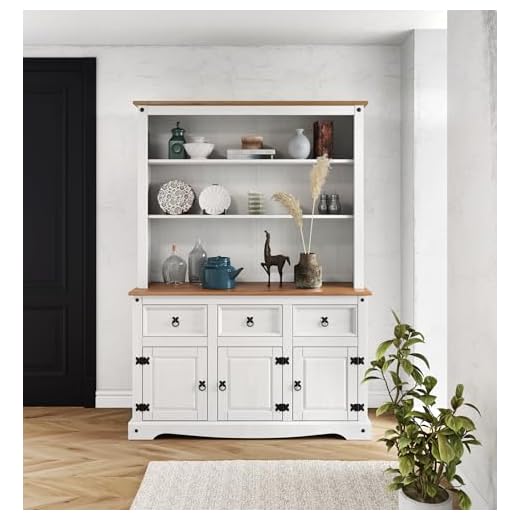 Corona Buffet Hutch Welsh Dresser Sideboard Large White Wax