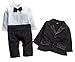 EGELEXY Baby Boys Tuxedo Wedding Romper and Jacket 2-pc Formal Wear Suit 6-12months Black