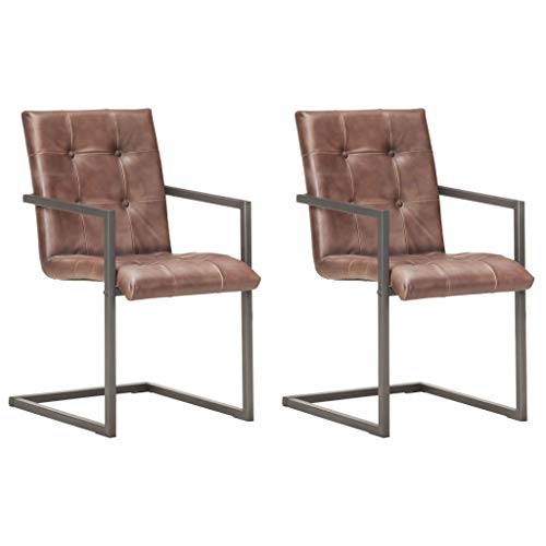 vidaXL 2X Silla Voladiza Comedor Asiento Mobiliario Muebles Cocina Salón Sala de Estar Escritorio Acolchado Respaldo Cuero...