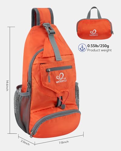 Image of WATERFLY Packable Small Crossbody Sling Backpack Shoulder Chest Bag Daypack for Hiking Traveling
