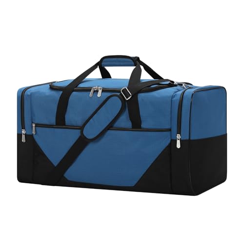 Image of 25 in Large Travel Duffel Bag for Men - 56L Roomy Weekender Bag for Gym with Trolley Sleeve (Blue)