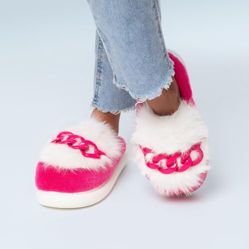 Cloeh | Cozy Women's Slippers with Plush Anti-Shed Fur, Non-Slip Thick EVA Sole, Lightweight Indoor Outdoor House Shoes, Stylish Pull-On Footwear, Gifts for Women & Teens2