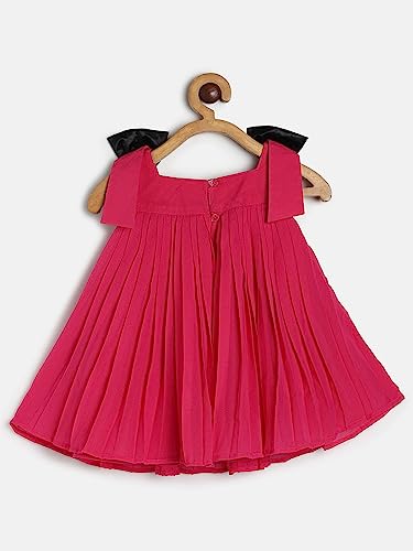 Image of miniklub Baby Strap Sleeveless Woven Polyester Dress (Hot Pink Color)