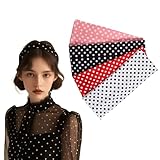 Wsedeluo 4 Pack Polka Dot Headband-Fashion Polka Dot Bandana Head Wrap for Women & Girls-Soft Stretchy Turban Style Headband for Sports-Running Yoga Workout Active Wear