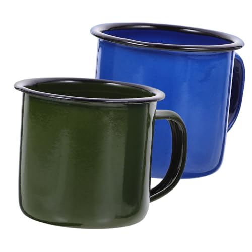 ULTECHNOVO 2Piezas Taza Esmaltada Vintage de Tazas Café Duradero y Bebidas y Frías Colores