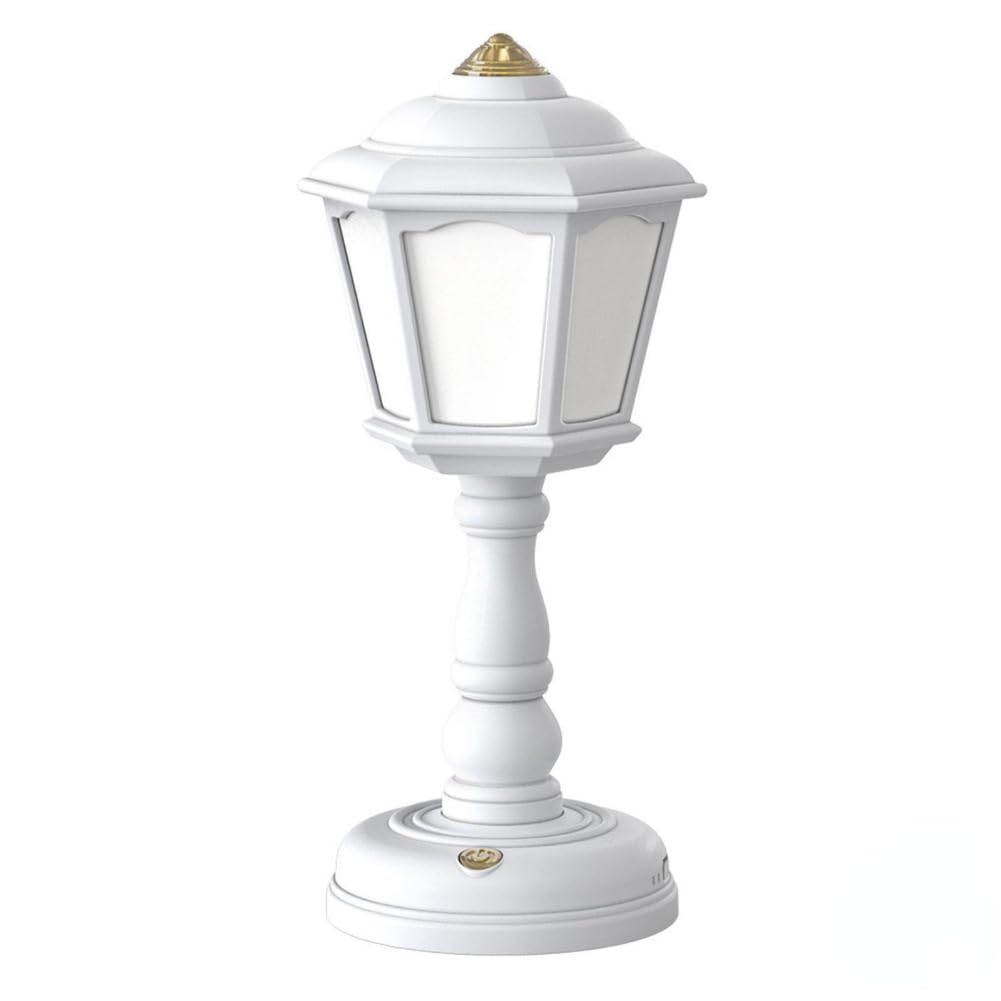 Anso White Retro Led Desk Lamp Usb Charging Table Lamp Bedside Room Mini Light 3-Colors Dimmable (White)