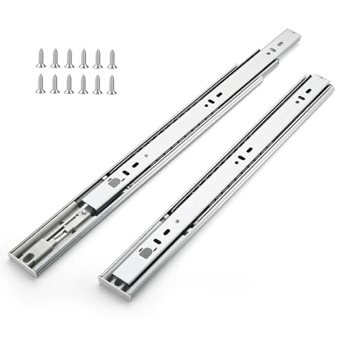 Kegoupdys Guide per Cassetti 4 Paia (8 Pezzi) Binari Cassetti Scorrevoli, 300mm (12Inch) Guide Telescopiche con Estrazione Completa e Chiusura Morbida, Portata 45 kg Viti incluse Argento.