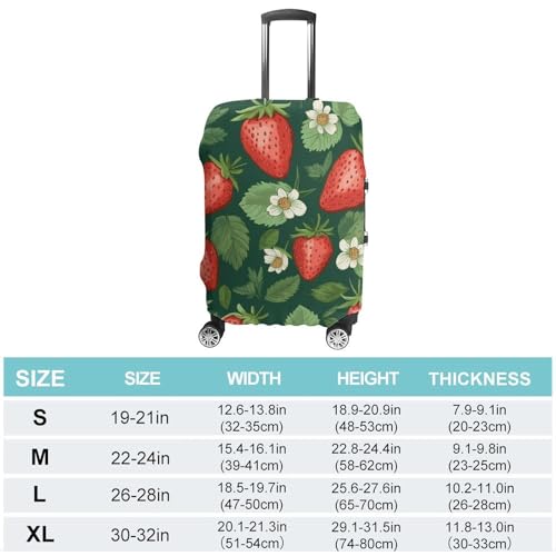 Fresh Strawberries And Leaves Travel Luggage Cover Anti-scratch Suitcase Cover Elastic Suitcase Protective Cover Fits 19-32 Inch Luggage XL2