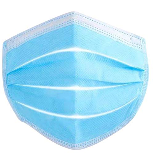 50pcs Protection du Visage jetable Confortable et Respirant, Bleu