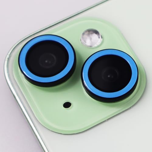 Image of BONVAN for iPhone 15 /15 Plus Camera Lens Protector Glow in the Dark Tempered Glass Screen Accessories Luminous Lens Cover for iPhone 15 /15Plus (2PCS) (Blue)
