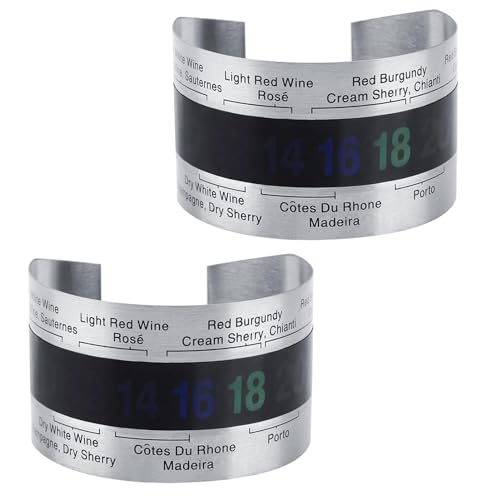 2Pcs Wines Bracelet Temperature Sensor, LCD Thermometer for r Beer, Red Wines, Milk Bottle, Stainless Steel Wine Thermometer for Wineries, Beer Home Brewing, Real Time Monitoring Tools
