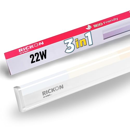 Image of RICKON Triglow 3 in 1 LED Tube Light 22 Watt - Adjustable Color Options for Warm, Cool, and Daylight - Energy-Efficient, Long-Lasting Tube Light for Home and Office - Pack of 1
