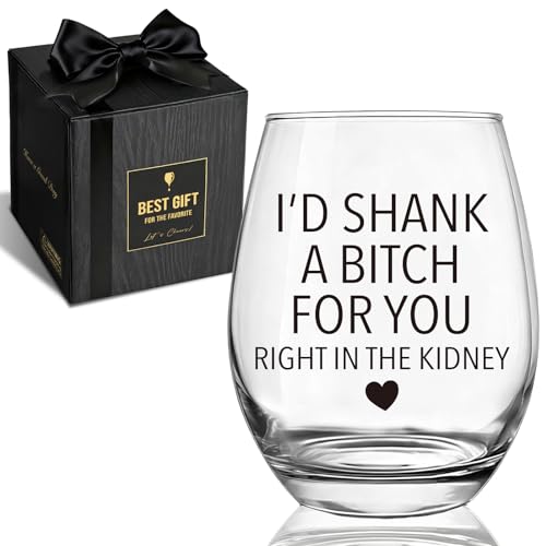QHLLWT Funny Wine Glass Birthday Gift for Women Id Shank A B for You Humorous Gag Christmas Friendship Gifts for Best Friend Besties Mom Grandma Wife Aunt Sister -65