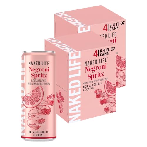 Naked Life Non-Alcoholic Drinks, Negroni Spritz, Zero Sugar, Award-Winning Alcohol-Free Cocktail, Low Calorie 8 pack, 8.4 fl oz cans