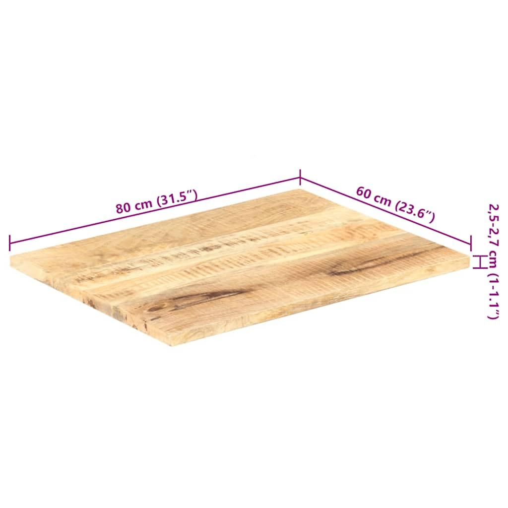 Tischplatte Massivholz Mango 80 x 60 cm, 25-27 mm, poliert und lasiert, holzplatte für Schreibtisch, arbeitsplatte, esstisch, tischplatte zubehör für DIY Bauen renovieren