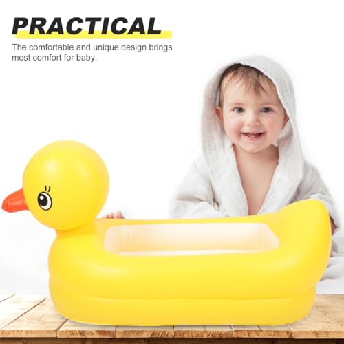 Image of Sosoport Baby Inflatable Bathtub Animal Duck Portable Infant Toddler Bathing Tub Mini Air Swimming Pool Shower Basin for Kids Boys Girls