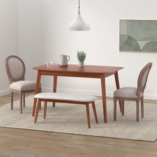 Image of Virabit French Country Dining Chairs Set of 4, Vintage Louis Chairs with Curved Backrest and Beautifully Carved Solid Wood Frame Farmhouse Dining Chairs for Living Room, Kitchen, Restaurant