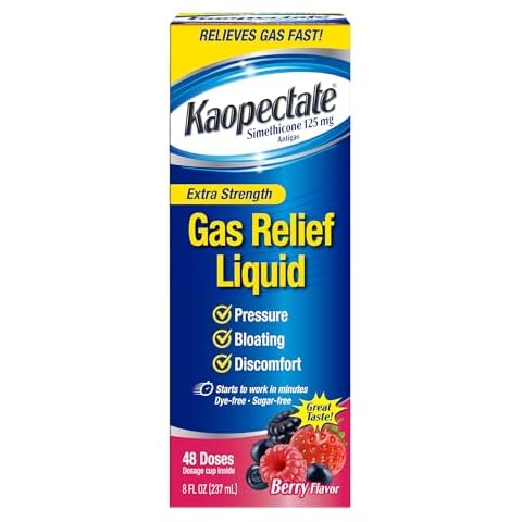 Kaopectate Extra Strength Gas Relief Liquid, Mixed Berry Flavor, Relieves Gas, Bloating and Pressure, Simethicone 125 mg, 8 oz Cover