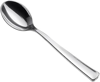 Glownary Silver Plastic Tasting Spoons, 5 Inch Mini Spoons for Sampling, Heavy-Duty, BPA Free, Recyclable, 400 per Box