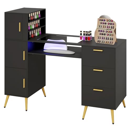 ARTETHYS Manicure Table Nail Desk for Nail Teck w/Glass Top