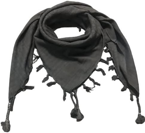 ELU Shemagh Scarf Men - Women /100% Cotton Military Shemagh Keffiyeh Scarf Arafat Tactical Desert Rave Bandana Head Wrap (DESERT BLACK lightweight)