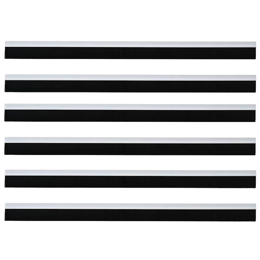 Samoprzylepne uszczelki szczotkowe do drzwi, 6 sztuk, białe, 100 cm, ze stopu aluminium, z nylonowym włosiem PCW, do drzwi pokojowych i wejściowych, do wnętrz, ochrona przed przeciągiem i