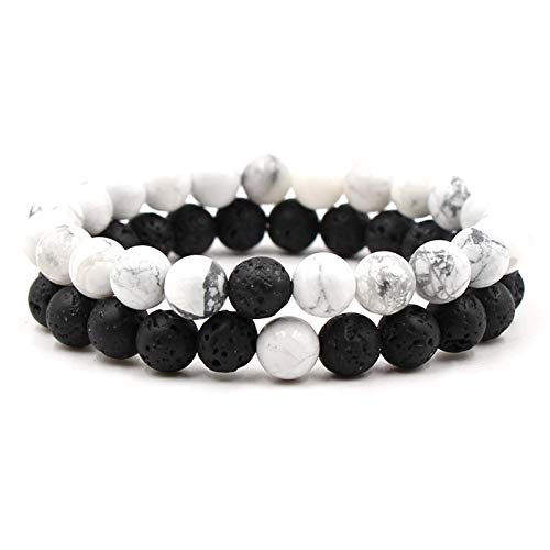 Bracelet de perles en pierre naturelle turquoise blanche élastique 8 mm mat