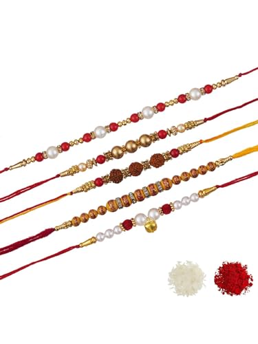 Image of eCraftIndia Golden Red Religious Shrinathji Rakhi for Brother | Raksha Bandhan Rakhi for Bhai Bhaiya