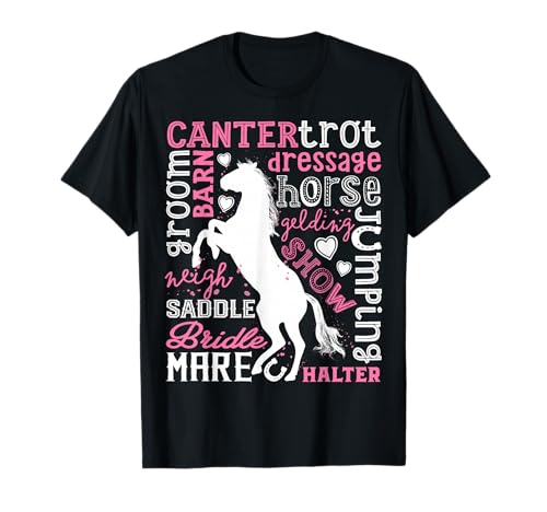 Horse Typography Word Art Girls Horseback Riding Equestrian T-Shirt